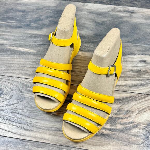 NEW Dansko Roxie Yellow Strappy Leather Clog Sandals 38 7.5-8 - Picture 8 of 12